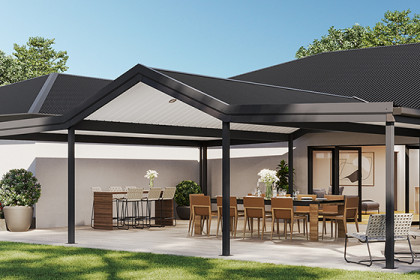Combination roof patio with outdoor furniture