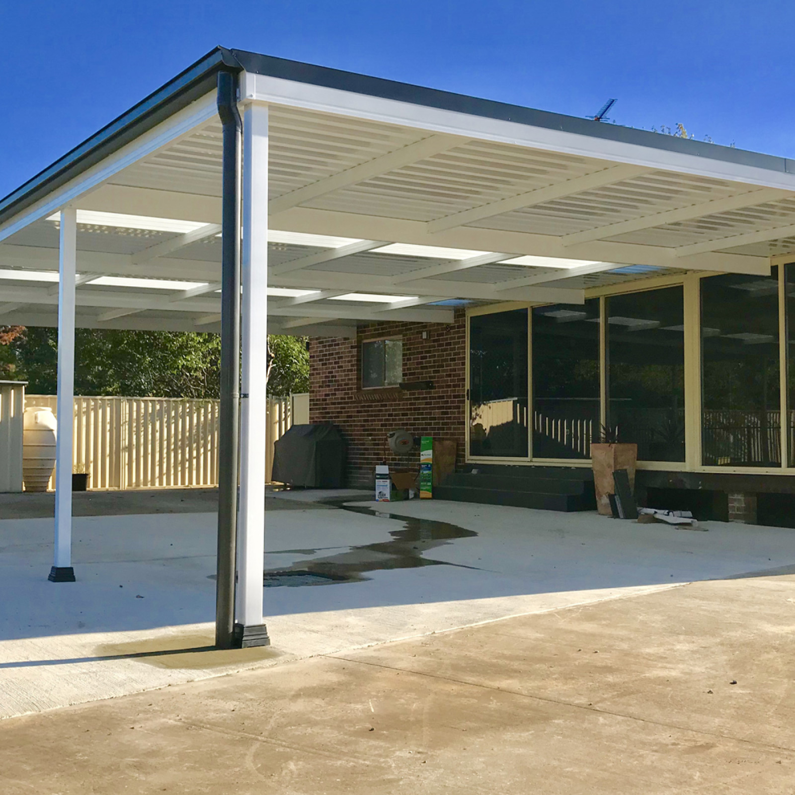 Patio flat roof sunset panel with translucent panels