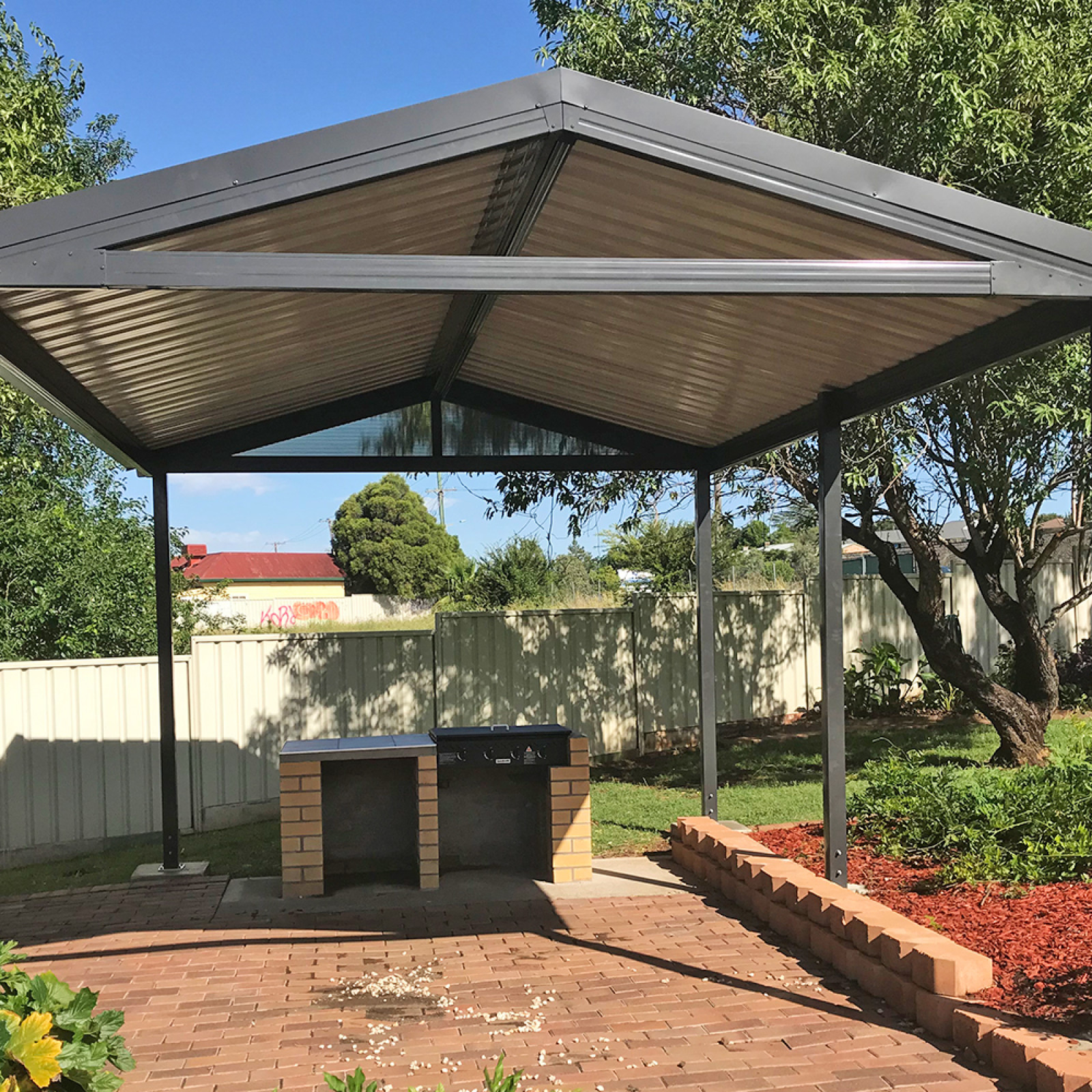 Pergola with open gable