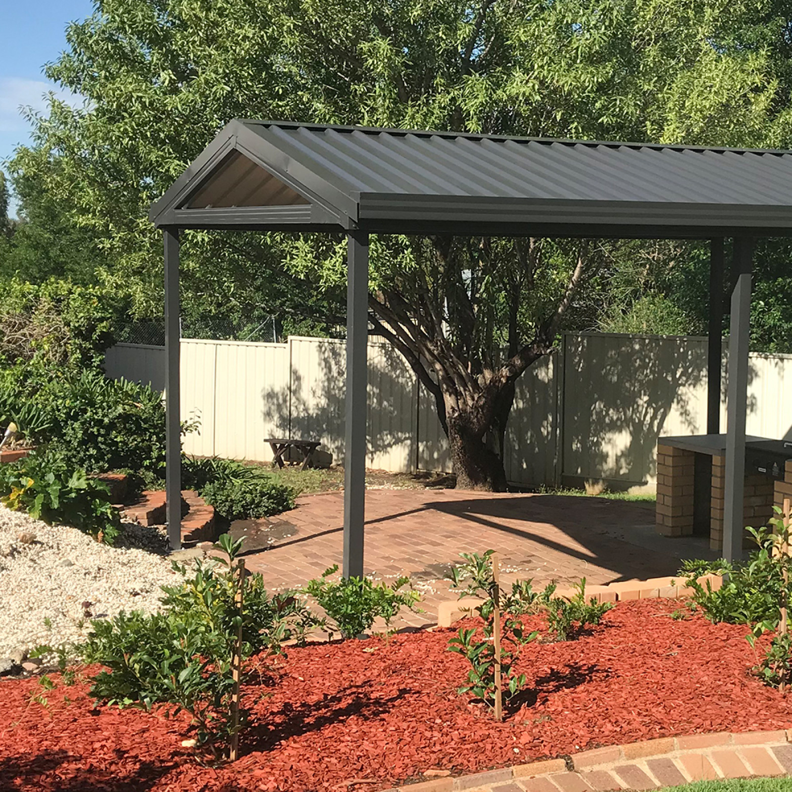 Pergola with open gable